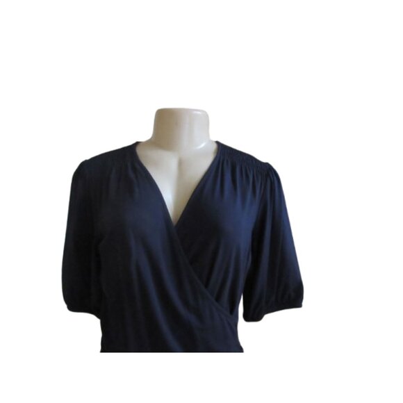 Boden Navy Cross Front V-Neck 3/4" Sleeve Blouse Size 8 - Picture 2 of 5